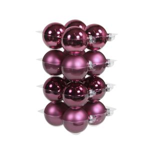 16x stuks glazen kerstballen cherry roze (heather) 8 cm mat/glans   -