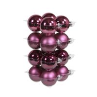 16x stuks glazen kerstballen cherry roze (heather) 8 cm mat/glans   -