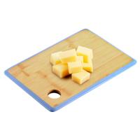 Keuken voedsel bereiden snijplank - 23 x 15 cm - bamboe hout - blauwe rand