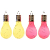 4x Buiten/tuin LED geel/rood peertjes solar verlichting 14 cm - thumbnail