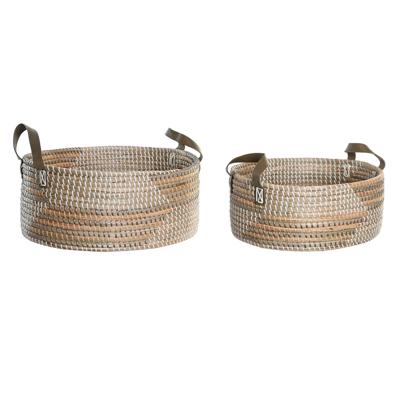 Mandenset DKD Home Decor 45 x 35 x 18 cm Polyurethaan Tropisch Zeegras