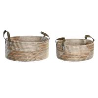 Mandenset DKD Home Decor 45 x 35 x 18 cm Polyurethaan Tropisch Zeegras