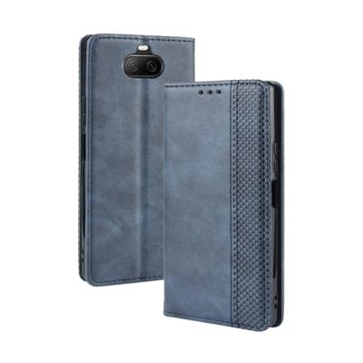 Voor Sony Xperia 8 magnetische gesp retro Crazy Horse textuur horizontale Flip lederen draagtas met houder & kaartsleuven & fotolijstjes (blauw)