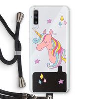 Roze eenhoorn: Samsung Galaxy A70 Transparant Hoesje met koord