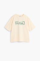 Gebreid T-shirt met bloemen op de achterkant - WHITE - L