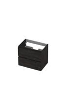 Onderkast INK 2 laden greeploos met houten keerlijst 60 cm x 40 cm x 52 cm Houtskool eiken 1257008