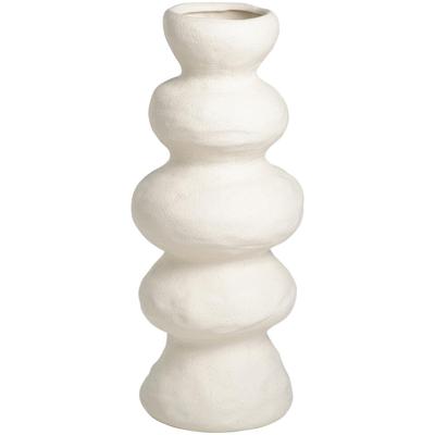 Leen Bakker - Vaas Bobbie - Off-white - 38xØ16,3 Cm - Keramiek - Crème