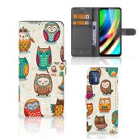 Motorola Moto G9 Plus | Telefoonhoesje | Met pasjeshouder | Vrolijke Uilen