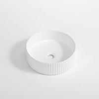 QeramiQ Arto waskom - 35x35x11.5cm - geribbeld - rond - keramiek - glans wit SW1413320