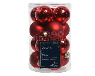 Kerstballen Glas Ø3,5cm Kerst Rood 16st