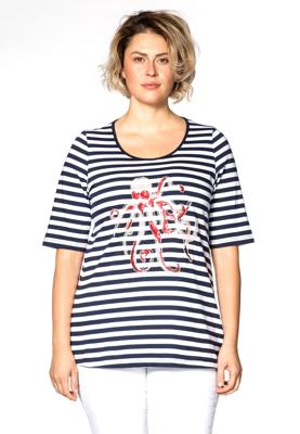 Yoek Shirt relax octopus STRIPE | Blauw | Maat XL