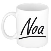 Noa Naam koffiemok - beker - met sierlijke letters - wit - 300 ml - Cadeau - Dames
