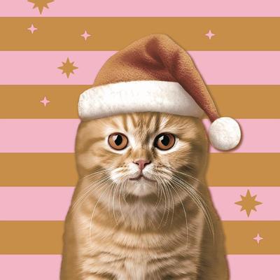 Duni servetten xmas cat 33x33cm