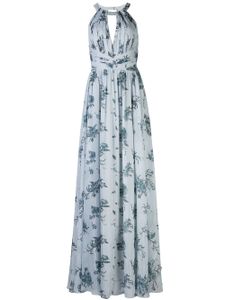 Marchesa Notte Bridesmaids robe en chiffon à dos nu - Bleu