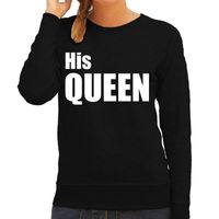 His queen zwarte trui / sweater met witte tekst voor dames / koppels / bruidspaar 2XL  -