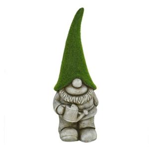 Tuinkabouter beeldje - Dwarf Ukkie - Polystone - grasgroene muts - 48 cm
