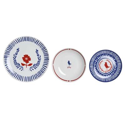 Serviesset DKD Home Decor Blauw Wit Rood Porselein Mediterrane 18 Onderdelen 27 x 27 x 3 cm (2 Stuks)