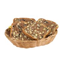 Kesper Brood/fruit mandje - gevlochten kunststof - naturel - ovaal - L24 x B20 x H6 cm - broodmandjes   -