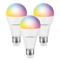 Set van 3 Smart E27 lampen - A65 vorm - 14 Watt 1400 lumen - RGBWW - Wifi & Bluetooth - Bestuurbaar via app - Google Home, Amazon Alexa en Siri - Smart lampen