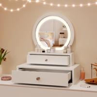Make-up Spiegel Tafel Spiegel Spiegel met 2 Lades Make-up Tafel 51 x 26 x 59 cm Wit