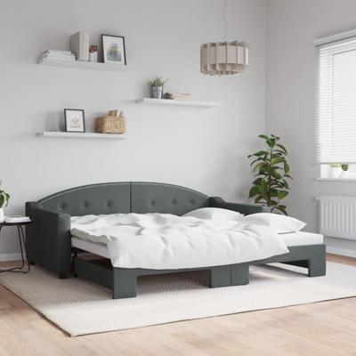 Slaapbank met onderschuifbed 90x190 cm stof donkergrijs