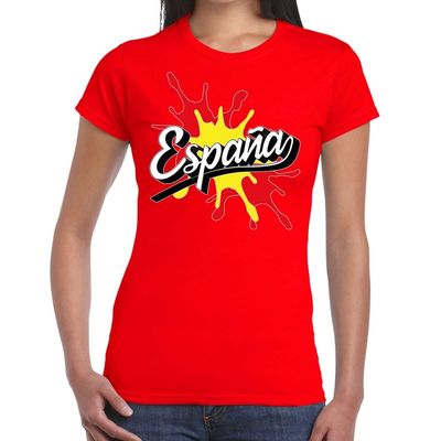 Espana/Spanje t-shirt spetter rood voor dames Espana/Spanje t-shirt spetter rood voor dames