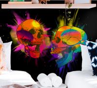 Liefde Fotobehang punk kleurrijke schedels