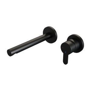 Brauer Black Edition Wastafelmengkraan inbouw - rechte uitloop links - hendel plat smal - model D 1 - mat zwart 5-S-004-S4-65