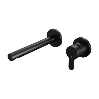 Brauer Black Edition Wastafelmengkraan inbouw - rechte uitloop links - hendel plat smal - model D 1 - mat zwart 5-S-004-S4-65