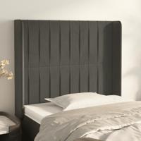 Hoofdbord met randen 83x16x118/128 cm fluweel donkergrijs