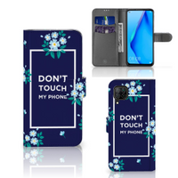 Huawei P40 Lite Portemonnee Hoesje Flowers Blue DTMP - thumbnail