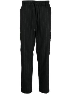 Versace Jeans Couture pantalon rayé à taille à lien de resserrage - Noir