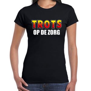 Trots op de zorg t-shirt zwart voor dames