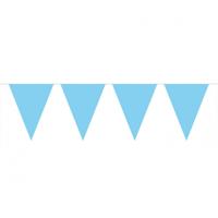 Party Vlaggenlijn puntvlaggetjes - kunststof - blauw - 10 meter - Slinger - versiering