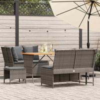 5-delige Loungeset met kussens poly rattan grijs