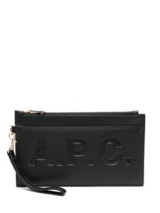 A.P.C. pochette en cuir artificiel à logo embossé - Noir