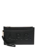 A.P.C. pochette en cuir artificiel à logo embossé - Noir - thumbnail