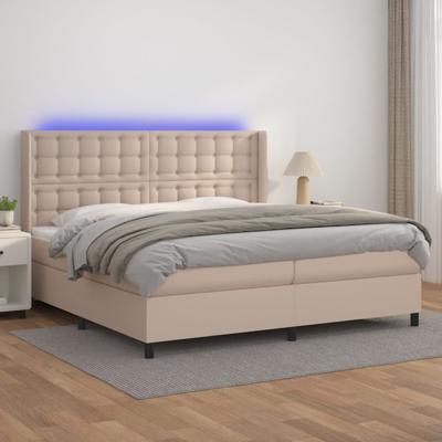 Boxspring met matras en LED kunstleer cappuccinokleur 200x200cm