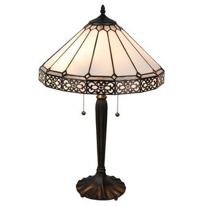 HAES DECO - Tiffany Tafellamp Beige, Bruin Ø 41x62 cm Fitting E27 / Lamp max 2x60W