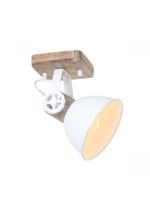 Steinhauer Retro wandlamp Gearwood wit met houtbruin 7968W