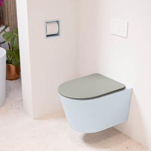 Wandcloset Mondiaz Lavie | Zonder spoelrand | Incl.Toiletzitting-Smoke | Keramiek | Clay (licht grijs)