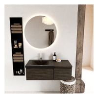 Mondiaz Bukla 100cm badmeubel met module 40 kleur dark brown met 2 lades en wastafel links 1 kraangat kleur urban