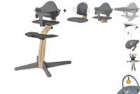 NOMI highchair complete set vanaf de geboorte Basis eiken wit oiled en stoel grijs - thumbnail