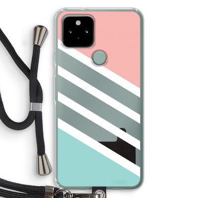 Strepen pastel: Pixel 5 Transparant Hoesje met koord