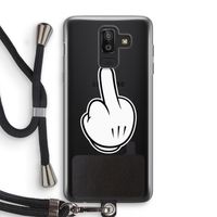 Middle finger white: Samsung Galaxy J8 (2018) Transparant Hoesje met koord