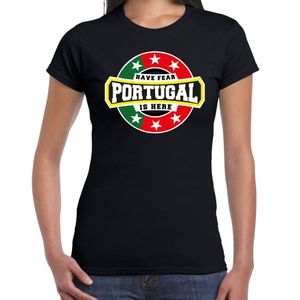 Have fear Portugal is here / Portugal supporter t-shirt zwart voor dames