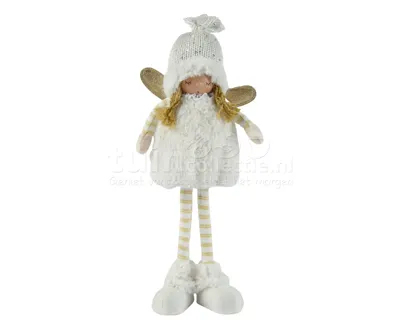 Kerstpop Engel Staand Wit 35cm