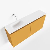 Toiletmeubel Mondiaz Ture | 100 cm | Meubelkleur Ocher | Eden wastafel Talc Links | Zonder kraangat