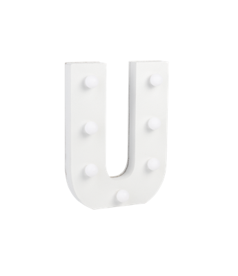 Letter U met licht hoogte 17 cm breedte 12,5 cm