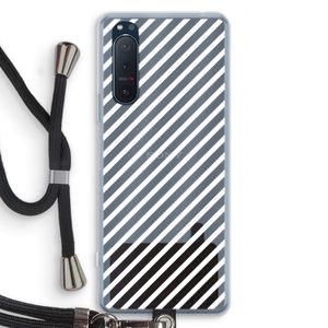 Strepen zwart-wit: Sony Xperia 5 II Transparant Hoesje met koord